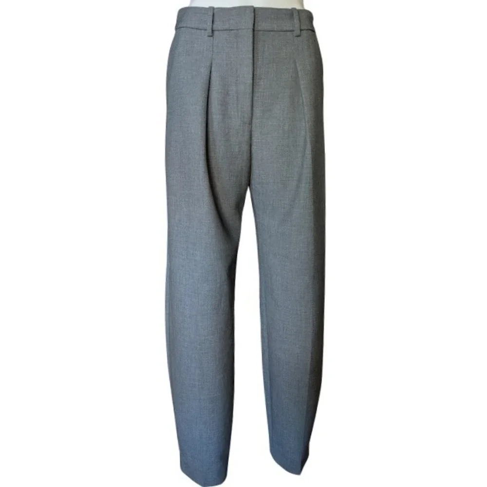 Aritzia Babaton Dial Pant‎ Heather Charcoal High Rise Barrel Leg Trousers Size 8